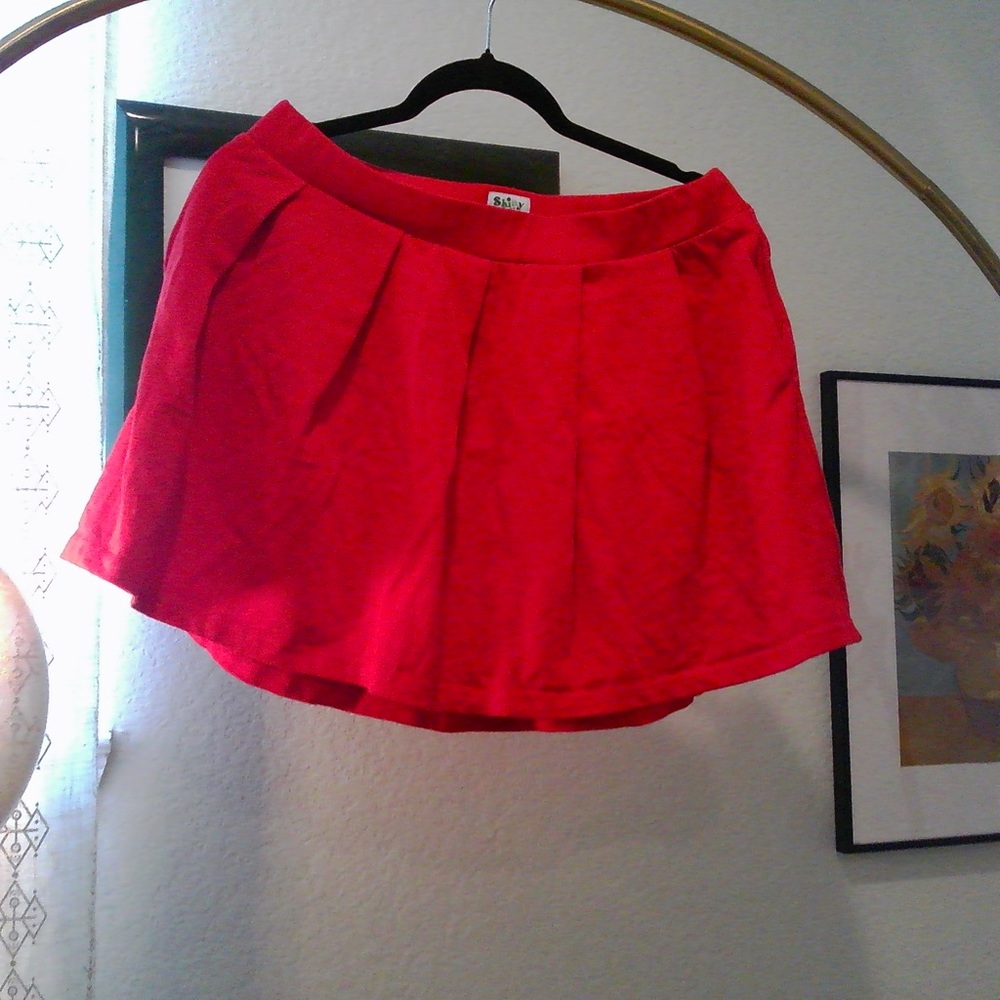 Shiny by Nature Vibrant Red Mini Skirt